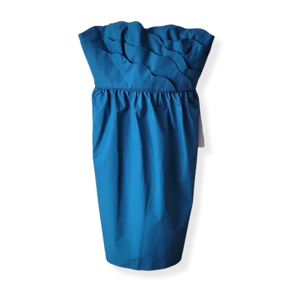 NWT J. Crew Special Occasions Samantha Scalloped Bodice Strapless Dress Blue - Picture 16 of 16